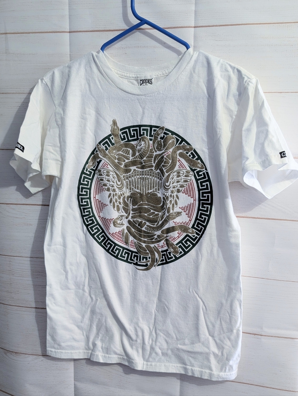 Vintage Mint Crooks & Castles Tshirt W/ Gold Medusa Graphic Size Small